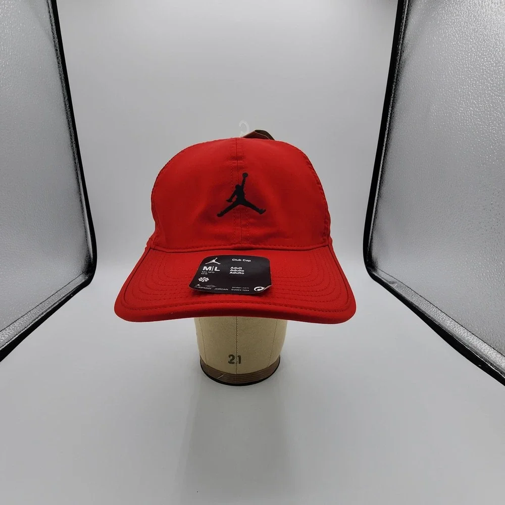 Jordan Hat Mens Adjustable Nike Dri FIT Club Cap Unstructured Gym Red Sz M/L NEW